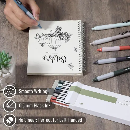 Retractable Gel Pens, 6 Pack, Vintage Barrels, Black Gel Pens Fine Point 0.5mm, Fast Dry {4}