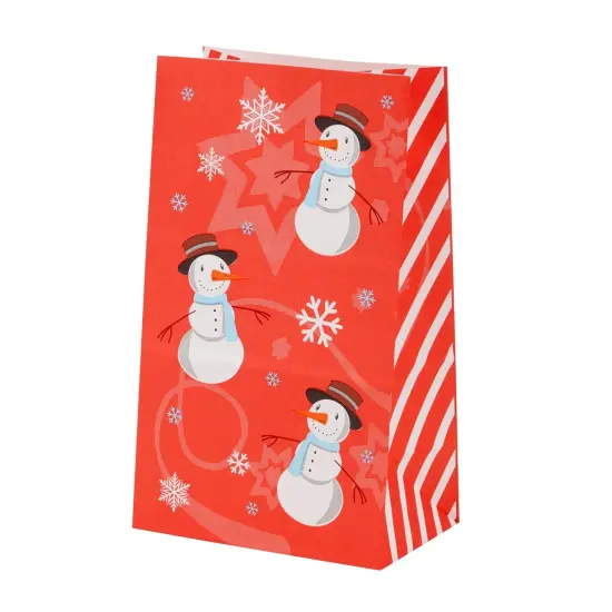 36 Pack Bulk Snowman Christmas Gift Bags, 5.1 x 8.7 x 3.2 Inch Christmas Goody Bags for Kids, Holiday Party Favor for Gifts, Treats, and Snacks {6}