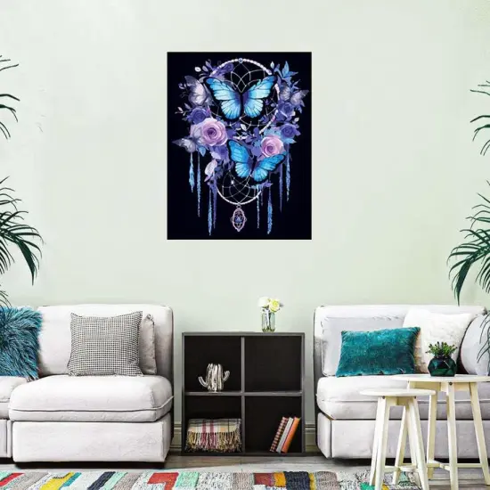 Adults Paint by Number- Dream Catcher Paint by Numbers Kits on Canvas for Beginners, Butterfly Acrylic Painting by Numbers Kits Without Frame for Home Decor 12x16 inch {4}