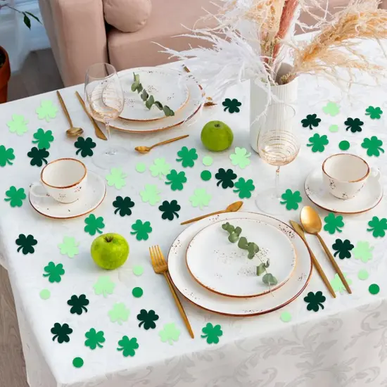 100PCS St Patricks Day Confetti Clover Lucky Confetti St Patricks Day Party Decorations St. Patrick's Day Confetti St. Patrick's Day Lucky One Birthday Decorations (green 2) {2}