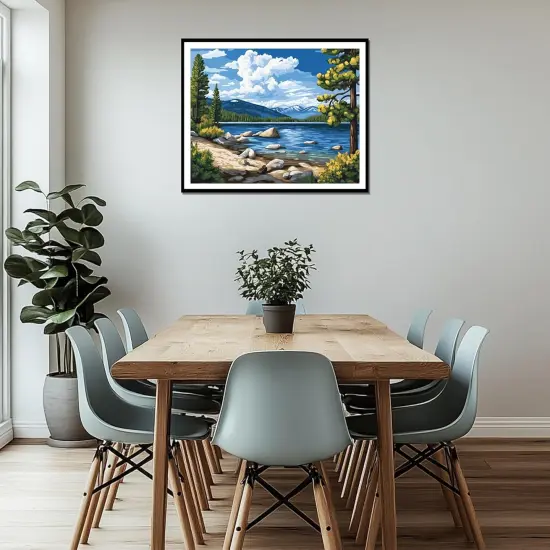Tahoe Lake Paint by Number for Adults, California Scenery Paint by Number Acrylic DIY Oil Canvas Painting, Home Gift Travel Wall Decor {3}