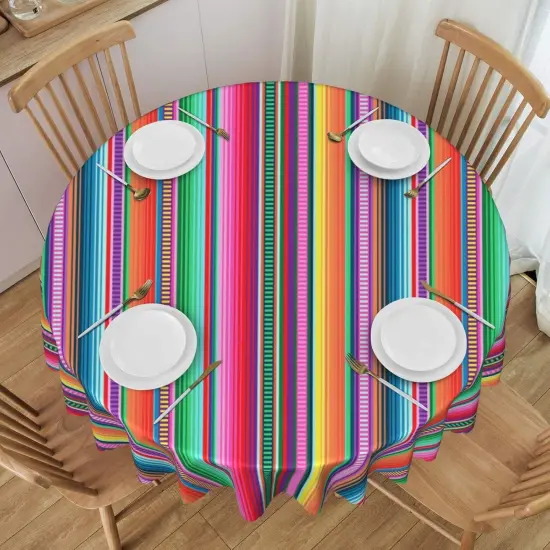 Mexican Tablecloth Serape Table Cover Washable Tabletop for Kitchen Dinning Decoration Round 60inch {1}