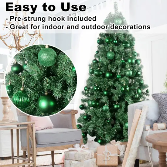 Emerald Green 3.2" Large Christmas Balls - Christmas Tree Decoration Ornaments Shatterproof Hanging Balls for Birthday Halloween Holiday Wedding Decorations Set of 10pcs {2}