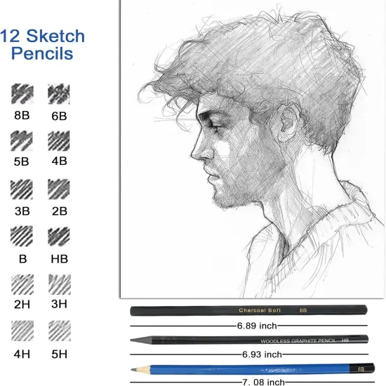 Drawing Set Sketch Kit with Sketching, Graphite and Charcoal Pencils, Pro Art Drawing Kit for Adults Teens Beginners Kids {2}