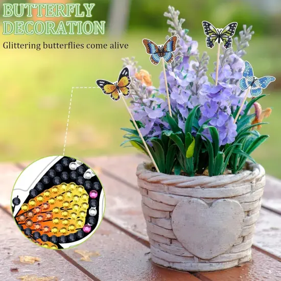 12 PCS Butterfly Diamond Art Kits, Butterfly Diamond Painting Kits, Butterfly Art Craft Supplies, Mini Diamond Art Kits for Adults, Diamond Art Butterfly for Garden Decor {3}
