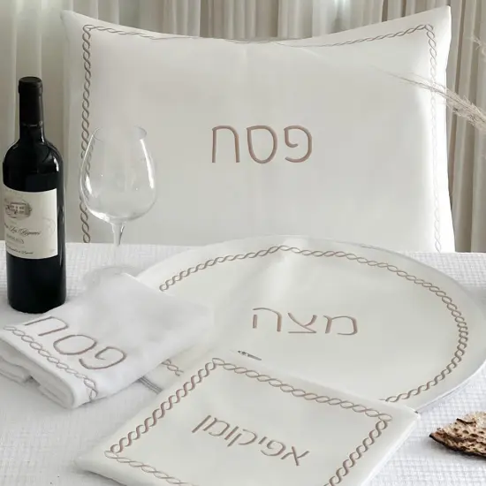 Seder Set Braided Design with Towel Silver {2}