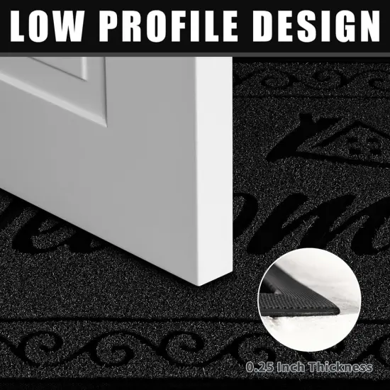 Welcome Mat, Heavy Duty Durable Door Mats for Home Entrance Outdoor Indoor, Front Doormat for Outside Patio Floor Entry Porch Garage Office, Waterproof, Low Profile, 29.5 x 17, Black {5}