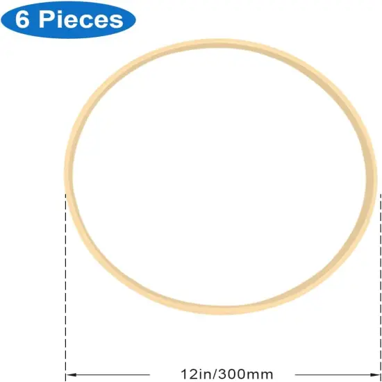 6 Pack 12 Inch Wooden Bamboo Floral Hoops Wreath frame Rings for DIY Decor, Dream Catcher and Macrame Wall Hanging Crafts {2}