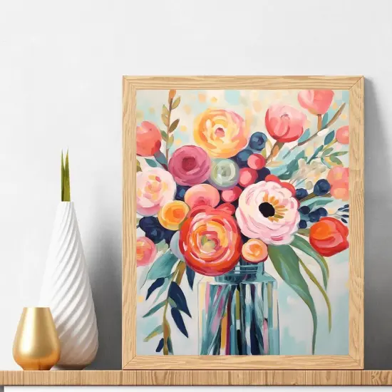 Flowers Paint by Numbers Kit for Adults - Flowers in a Vase Paint by Number on Canvas Without Frame, DIY Acrylic Painting for Ideal Gift Home Wall Decor (16x20 Inch) {2}