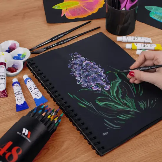 Black Paper Sketchbook - 2-Pack A4 (8.3"x11.7") Black Drawing Paper - 60 Pages (30 Sheets) Journal Sketchbook Notebook for Gel Pens {5}