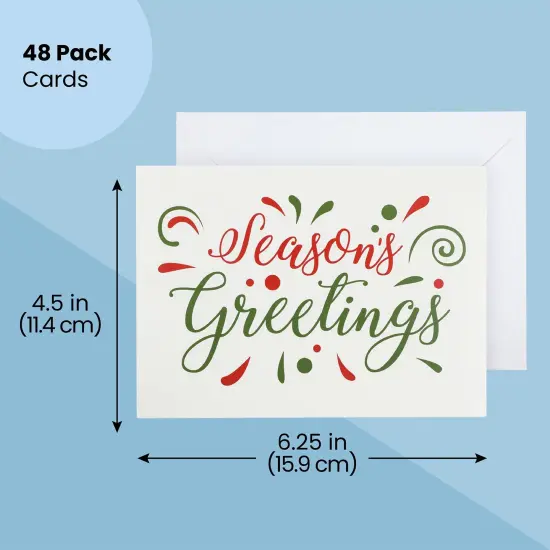 Sustainable Greetings 48 Pack Christmas Greeting Cards, Boxed Season’s Greetings Card, Blank Inside, Bulk Holiday Cards with Envelopes, 4.5 x 6.25 Inch (Red, Green) {2}