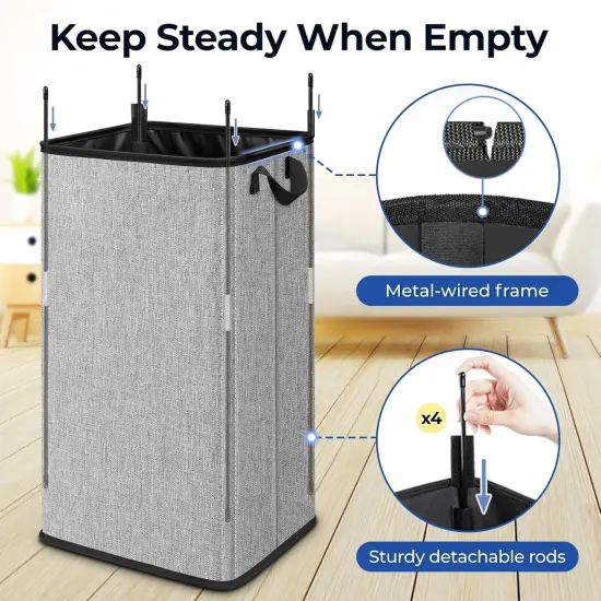 Large Laundry Hamper, Collapsible Laundry Basket with Sturdy Handles, Tall Hamper Bin for Home Organization, Clothes Basket for Dorm Apartments, Dirty Clothes Organizer with 80 L Capacity {2}