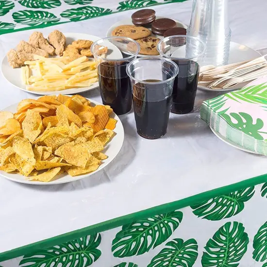 3 Pack Tropical Leaves Tablecloth for Hawaiian Luau, Safari Birthday Party Decorations, Baby Shower (54 x 108 In) Green {3}