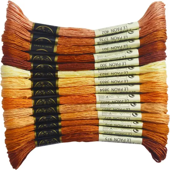 Embroidery Floss - Cross Stitch Threads - Friendship Bracelets Floss - Crafts Floss - 14 Skeins Per Pack Embroidery Floss, Golden Brown Gradient {1}