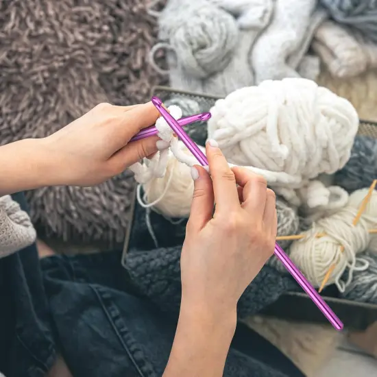 12 PCS Crochet Hook 4.5 mm Crochet Hooks Size 7 Aluminum Knitting Needles Craft Yarn, DIY Crochet Hooks Set for Knitting Scarf Hat {5}