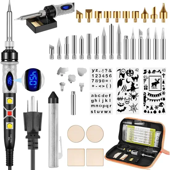 Pyrography Pen Kit 43Pcs, Soldering Iron Kit, Wood Burning Kit 80W with Adjustable Temperature 200~450℃, DIY Tool Set for Embossing/Carving/Soldering/Pyrography {1}