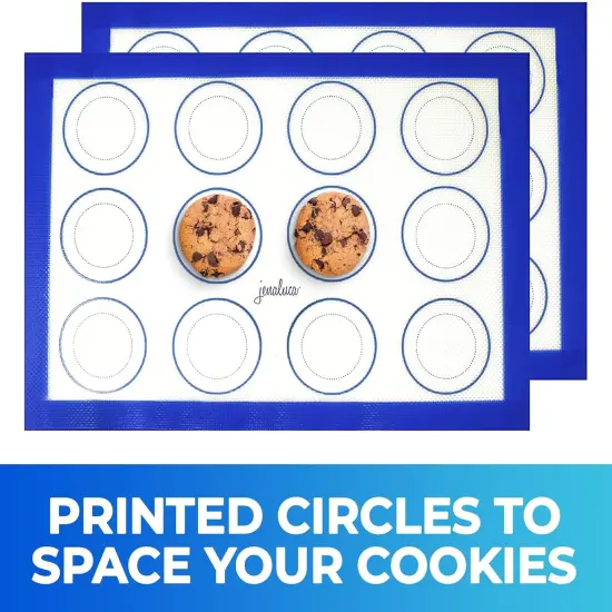 Silicone Baking Mat 2 Pack Non Stick with Cookie Measurements Heat Resistant for Cookies & Other Pastries or Meat,Pastry Mat,Non Slip- 16.5 x 11.6 {3}