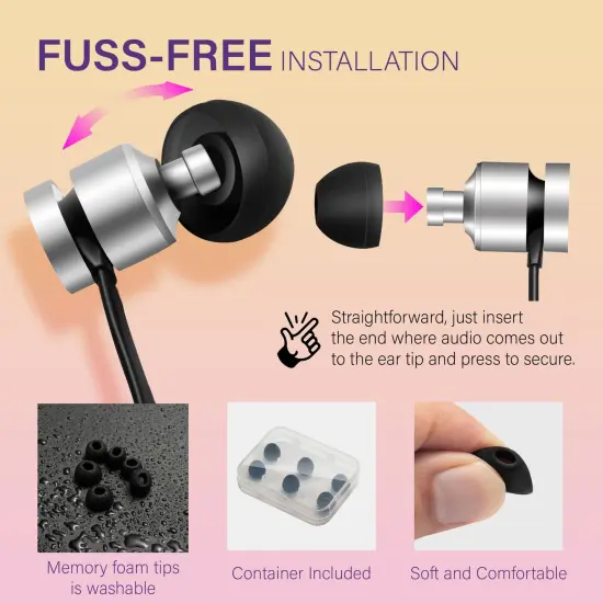 3 Pairs EarBuds Tips Covers Ear Tips Replacement, 4.5-5.5mm, with Storage Box, Small, Black {7}