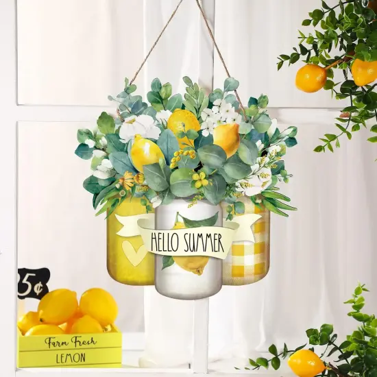 Welcome Wooden Sign for Front Door Wooden Hanger Summer Door Sign Wood Spring Hanging Decorations {2}