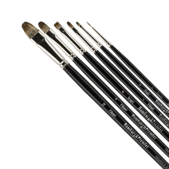 Creative Mark Hamburg Premiere Professional Oil Painting Brushes - Explorer Set of 6 Assorted Oil Paint Brushes - Handmade in Germany, Natural & Synthetic Blend, Long Triple-Lacquered Birch Handle {4}