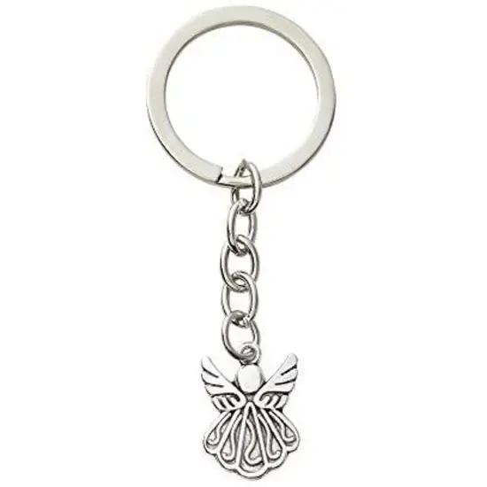 Guardian Angel Charm Keychains (3 In, Silver, 60 Pack) {5}