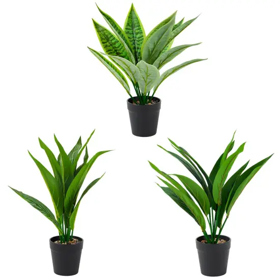 3-Pack Small Artificial Potted Plants Realistic Fake Greenery for Home, Office, Farmhouse & Bathroom Decor, Mini Faux Plants in Durable Plastic Pots {1}