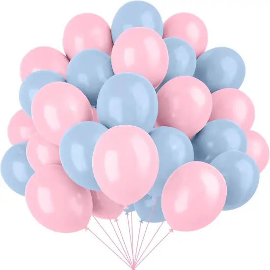 Pink and Blue Latex Balloons, 67 12 Inch Pink Blue Gender Reveal Balloons {1}