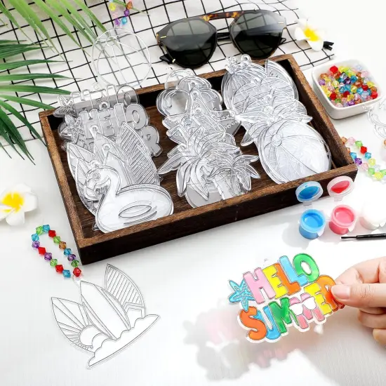 Summer Beach Fruit Window Art Stained Glass Sun Catcher Kits Make Your Own Painting Ornaments for Adult Craft Party Art Activities {2}