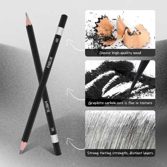 Professional Triangular Drawing Sketching Pencil Set,6H,4H,2H,H,HB,F,B,2B,3B,4B,6B,8B,10B,12B Graphite Shading Pencils for Beginners,ProArtists,Drawing,Drafting,Sketching,Shading(14 Pcs) {4}