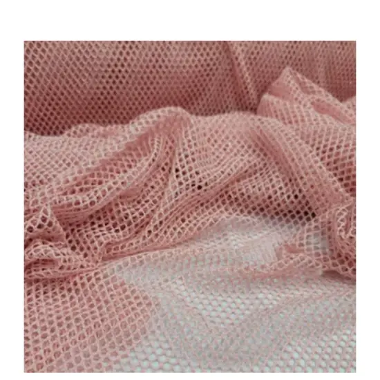 Blush Embroidered Fish Net Silver Mylar Fabric Sold by the Yard {6}