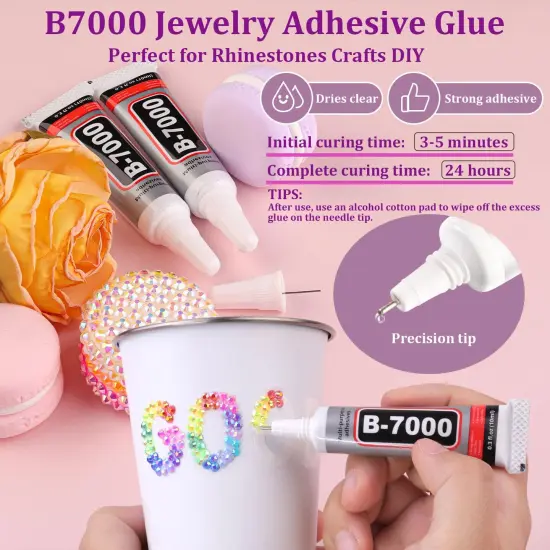 24000Pcs Resin Jelly Rhinestones for Crafting, Mixed-Color 3mm Flatback Gems for Diamond Art, Bedazzling Crystal with 3Pcs 10ml B7000 Jewelry Glue for DIY Crafts Clothing Shoes Nail Art {5}