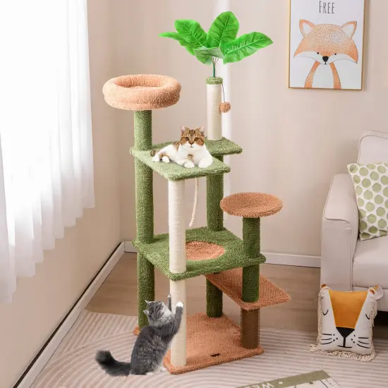 Multilevel Cat Tree with Rope Plush Perch Toy Bed and Scratching Posts {2}