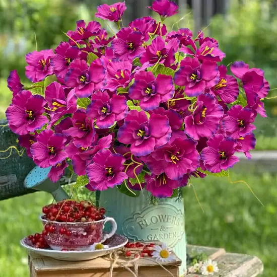 Artificial Flowers for Outdoors, Summer Potted Plants Fake Silk Flowers UV Resistant and No-Fade, Faux Summer Flowers Plants Long Stem for Window Box Porch Patio Garden Streets Decor(8pcs) {2}