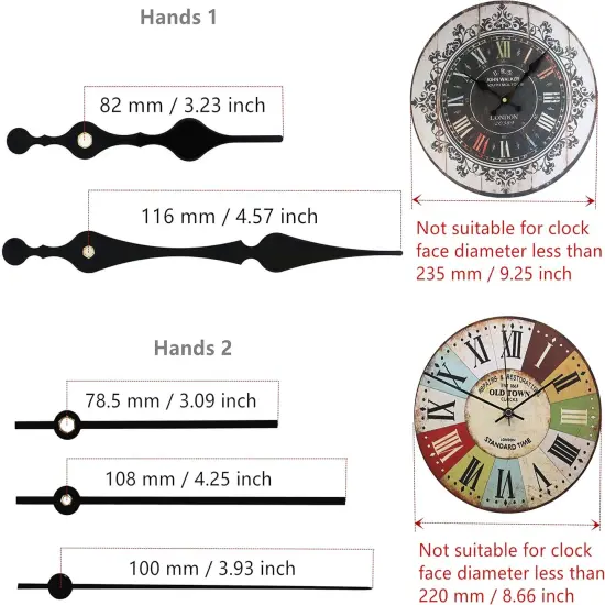 Movement for Clock Repair Replacement 23mm (29/32 inch) Shaft Length 15mm (19/32 inch) Thread Length.(Black Shaft) {3}