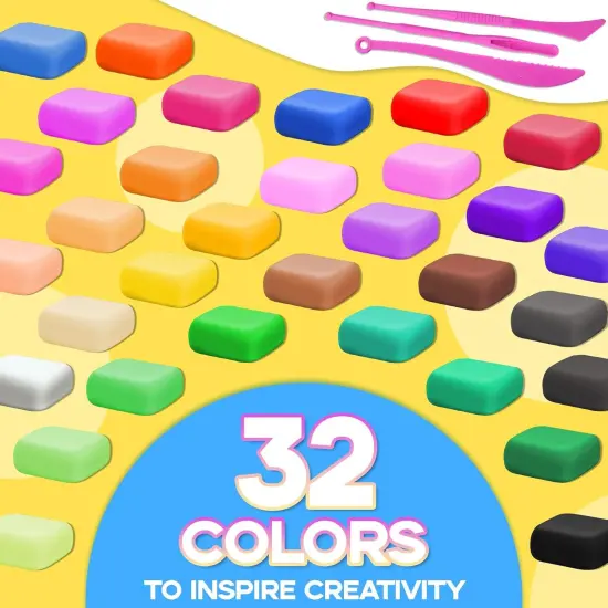 Air Dry Clay - 32 Colors Modeling Clay Kit with 3 Sculpting Tools,Safe & Non-Toxic,DIY Magic Gift Toys for Boys,Girls,Kids {2}