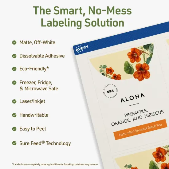 Avery Dissolvable Labels, 5" x 3.5" Rectangle {8}