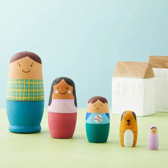 5 Piece Set of Unpainted Blank Russian Nesting Dolls for DIY Crafts, Art Projects Brown {2}