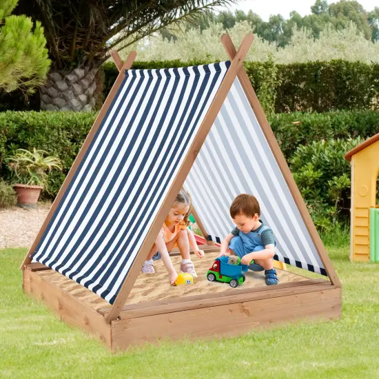 Wooden Sandbox with Canopy & Built-in Benches 49x48 {2}
