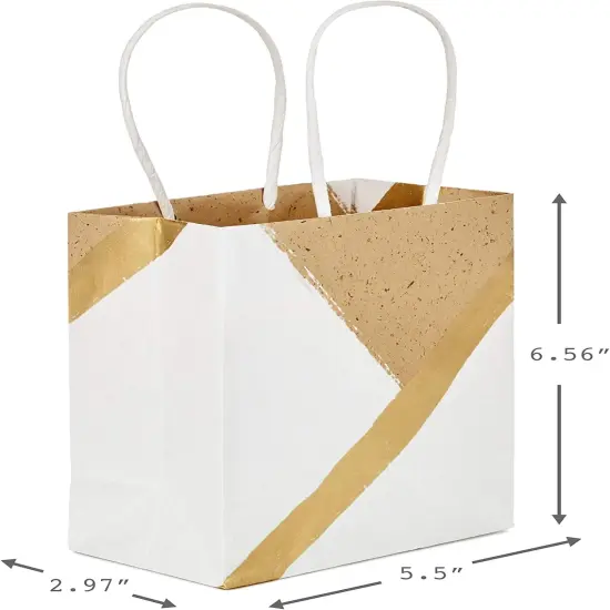 6" Small Paper Gift Bags, 8-Pack (White and Kraft) for Birthdays {3}