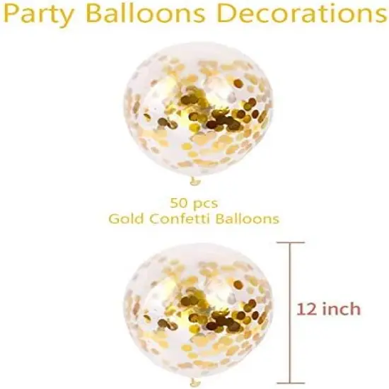 50pcs Gold Confetti Latex Balloons, 12 inch Gold Balloons with Golden Paper Dots for Graduation Wedding Birthday Baby Shower Party Decorations {2}