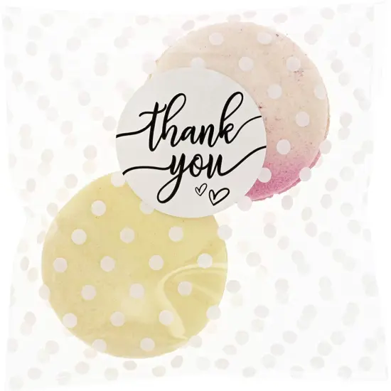 Polka Dot Goodie Bags, Thank You Stickers for Party Favors (White, 4 in, 250 Pack) {4}