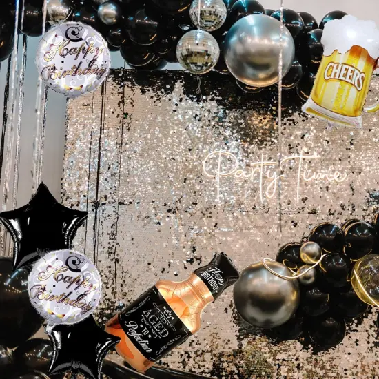 Beer Cup Balloons Set of 6 - Whiskey Bottle & Beer Mug Shaped Mylar Foil & Latex Black Golden Pentagram Balloons - Summer Party, Festival, Birthday & More {4}