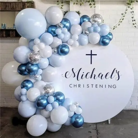 Blue Balloon Arch Kit, 124Pcs Metallic Blue White and Silver Confetti Balloons Different Size Balloons for Baby Shower Bridal Shower Birthday Wedding Bachelorette Anniversary Party Decorations {4}