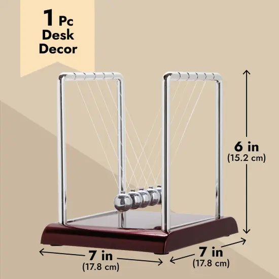 Newton's Cradle Balance Pendulum, Physics Learning Desk Toy, Swinging Kinetic Balls for Home, Office Decoration, Stress Relief, Fun Science Fidget Accessories (7x6x7 in) Silver {4}