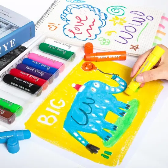 Paint Sticks, 12 Colors Solid Tempera Paint Sticks for Kids, Quick Drying Washable Paint {4}