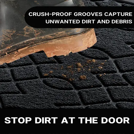 Front Door Mat, All-Season Waterproof Door Mats Outside Entrance, All-Weather Outdoor Indoor Non-Slip Doormat, Stain and Fade Resistant, Patio Entry Mat, 29.5x17, Black {3}