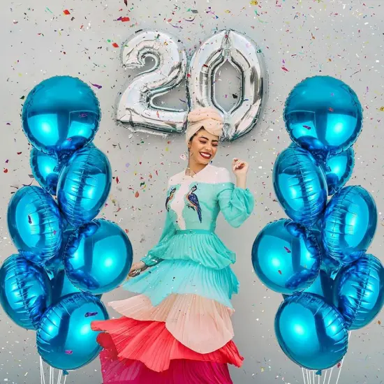 20pcs 18 inch Navy Round Balloons, Blue Round Shaped Foil Helium Balloons Mylar Balloons {5}