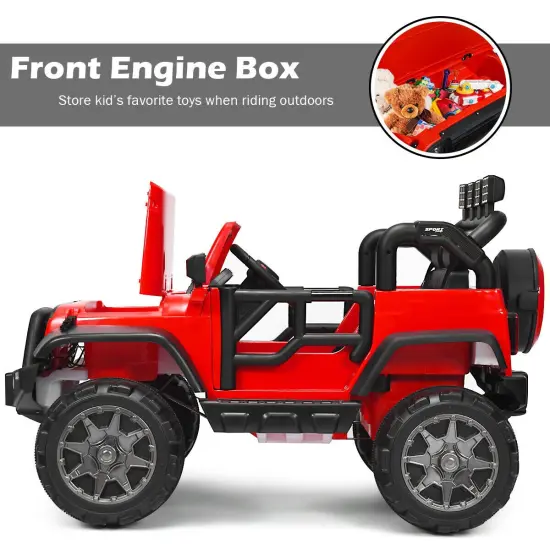 2-Seat Ride-On Car Truck with Remote Control, LED Lights, Music and Safety Features Red {4}
