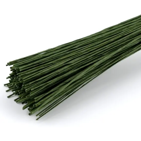 200 Pieces Dark Green Floral Stem Wire 14 Inch Stem Wire Flower Making Accessory Florist Wire for Crafts Flower Arrangement Stem Wrapping DIY Bouquet Wreath Making Supplies (26 Gauge) {1}