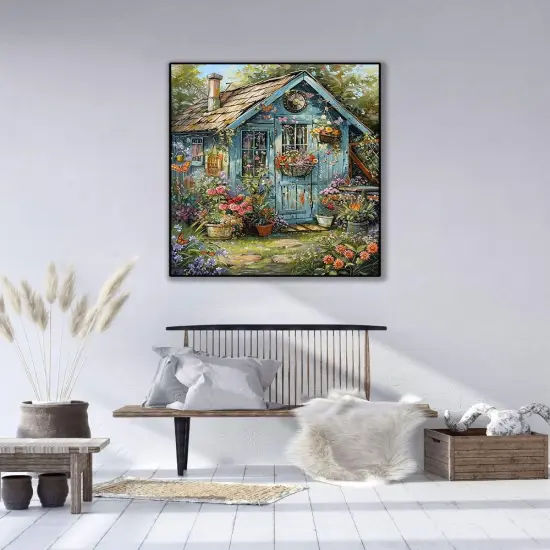 Flower Paint by Numbers Kit for Adults On Canvas,DIY Easy Adult Paint by Number Kits Garden House,Paint by Color Acrylic Paint Painting Butterfly Home Wall Decor 16x20inch (Without Frame) {3}